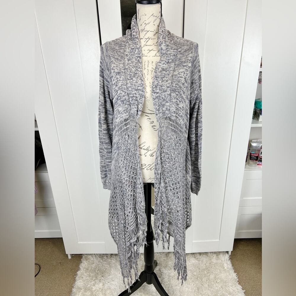 Daytrip Blue and White Long Oversized Knit Cardigan Size Large